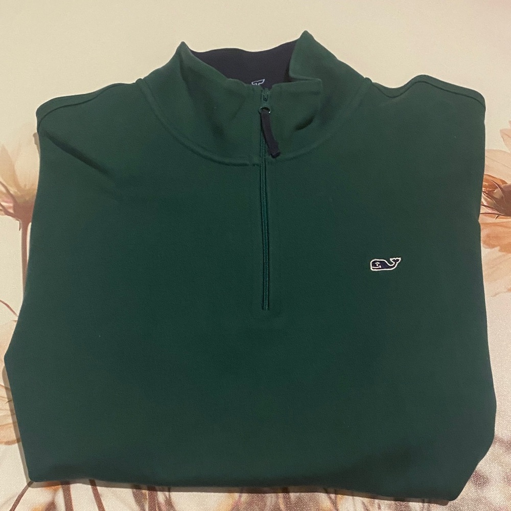 Vineyard Vines Forest Green Zip-Up Sweater